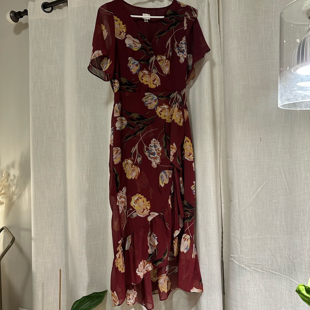 Floral Burgundy Dress